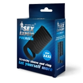 Черная открытая насадка на пенис с кольцом для мошонки XXXL-size - 9,9 см. - Sex Expert - в Стерлитамаке купить с доставкой