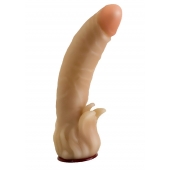 Телесная гелевая насадка-фаллос с клиторальными лепестками - 18,5 см. - LOVETOY (А-Полимер) - купить с доставкой в Стерлитамаке