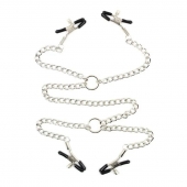 Серебристые зажимы для сосков и половых губ на тонкой цепочке - Notabu - купить с доставкой в Стерлитамаке