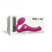 Ярко-розовый безремневой страпон Multi Orgasm Size S с клиторальной стимуляцией - Strap-on-me - купить с доставкой в Стерлитамаке