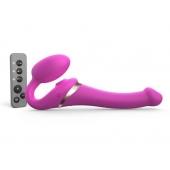 Ярко-розовый безремневой страпон Multi Orgasm Size S с клиторальной стимуляцией - Strap-on-me - купить с доставкой в Стерлитамаке