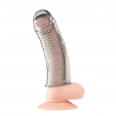 Текстурированная насадка на пенис Clear Textured Penis Enhancing Sleeve Extension - 16,5 см. - BlueLine - в Стерлитамаке купить с доставкой