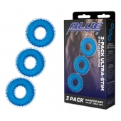 Комплект из трех голубых колец для эрекции 3-Pack Ultra-Stim Stretch Cock Rings - BlueLine - в Стерлитамаке купить с доставкой