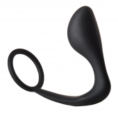 Черное эрекционное кольцо с анальной пробкой Anal Plug With Cockring - Dream Toys - в Стерлитамаке купить с доставкой