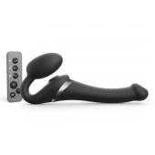 Черный безремневой страпон Multi Orgasm Size S с клиторальной стимуляцией - Strap-on-me - купить с доставкой в Стерлитамаке
