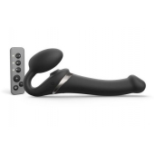 Черный безремневой страпон Multi Orgasm Size M с клиторальной стимуляцией - Strap-on-me - купить с доставкой в Стерлитамаке