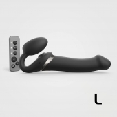 Черный безремневой страпон Multi Orgasm Size L с клиторальной стимуляцией - Strap-on-me - купить с доставкой в Стерлитамаке