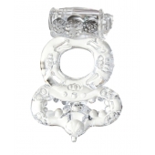 Прозрачное эрекционное кольцо с вибратором  и подхватом - Toyfa Basic - в Стерлитамаке купить с доставкой