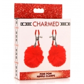 Красные зажимы на соски с помпонами Pom Pom - XR Brands - купить с доставкой в Стерлитамаке