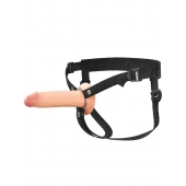 Телесный полый страпон на черных ремнях Hollow Silicone Strap-on - 17,8 см. - Pipedream - купить с доставкой в Стерлитамаке