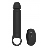 Черная насадка-удлинитель с вибрацией Vibrating Extender With Remote - Dream Toys - в Стерлитамаке купить с доставкой