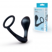 Черное эрекционное кольцо со стимулятором простаты Ringer Cock Ring   Plug - b-Vibe - в Стерлитамаке купить с доставкой