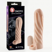 Телесная насадка-удлинитель Okoto со спиралевидным рельефом - 16 см. - Sitabella - в Стерлитамаке купить с доставкой