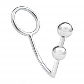Кольцо на пенис с анальным стимулятором Two Bead Stainless Steel Anal Hook   Cock Ring - BlueLine - в Стерлитамаке купить с доставкой
