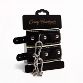 Черные скругленные наручники с мягкой бежевой подкладкой - Crazy Handmade - купить с доставкой в Стерлитамаке