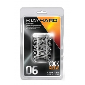 Прозрачная насадка с объёмными чёрточками STAY HARD COCK SLEEVE 06 CLEAR - Blush Novelties - в Стерлитамаке купить с доставкой