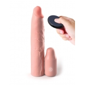 Телесная вибронасадка на член 3  Vibrating Mega X-tension with Remote - 22,9 см. - Pipedream - в Стерлитамаке купить с доставкой