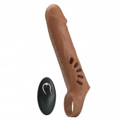 Коричневая вибронасадка с подхватом мошонки и пультом ДУ - Baile - в Стерлитамаке купить с доставкой