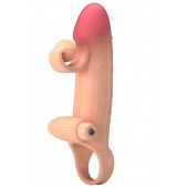 Телесная вибронасадка на пенис с подхватом мошонки - 20 см. - Baile - в Стерлитамаке купить с доставкой