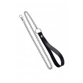 Поводок с ручкой из черной натуральной кожи и карабином для ошейника - Pecado - купить с доставкой в Стерлитамаке