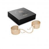 Дизайнерские золотистые наручники Desir Metallique Handcuffs Bijoux - Bijoux Indiscrets - купить с доставкой в Стерлитамаке