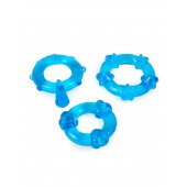 Набор из 3 синих эрекционных колец с различным рельефом - Erowoman-Eroman - в Стерлитамаке купить с доставкой