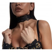 Черный ажурный чокер с золотистой фурнитурой - Crazy Handmade - купить с доставкой в Стерлитамаке