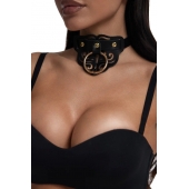 Черный чокер с клепками и золотистой фурнитурой - Crazy Handmade - купить с доставкой в Стерлитамаке