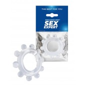 Прозрачное эрекционное кольцо со стимулирующими шариками - Sex Expert - в Стерлитамаке купить с доставкой