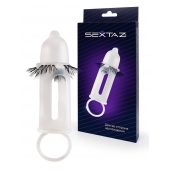 Эластичная насадка на пенис с подхватом мошонки и стимулирующими «ресничками» - Sextaz - в Стерлитамаке купить с доставкой