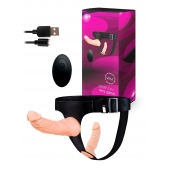 Женский страпон с 2 насадками, вибрацией и пультом ДУ - Erowoman-Eroman - купить с доставкой в Стерлитамаке