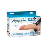 Телесный пустотелый фаллопротез 5’’ Hollow Silicone Strap-On - 14 см. - Pipedream - купить с доставкой в Стерлитамаке