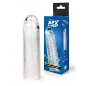 Прозрачная закрытая насадка на пенис с ребрышками - 16 см. - Sex Expert - в Стерлитамаке купить с доставкой