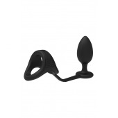 Черное эрекционное кольцо с анальной пробкой Cockstrap With Anal Plug - Dream Toys - в Стерлитамаке купить с доставкой