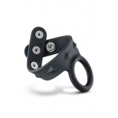 Черное эрекционное кольцо с подхватом мошонки на кнопках VS6 - Blush Novelties - в Стерлитамаке купить с доставкой