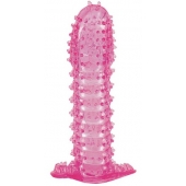 Гелевая розовая насадка с шипами - 12 см. - Toyfa Basic - в Стерлитамаке купить с доставкой