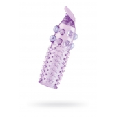 Гелевая фиолетовая насадка с шариками, шипами и усиком - 11 см. - Toyfa Basic - в Стерлитамаке купить с доставкой