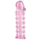 Гелевая розовая насадка на фаллос с шипами - 12 см. - Toyfa Basic - в Стерлитамаке купить с доставкой