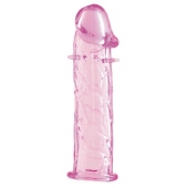 Гладкая розовая насадка с усиками под головкой - 12,5 см. - Toyfa Basic - в Стерлитамаке купить с доставкой