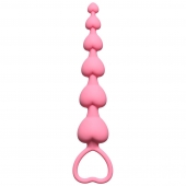 Розовая анальная цепочка Heart s Beads Pink - 18 см. - Lola Games