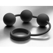 Анальные шарики Tom of Finland Silicone Cock Ring with 3 Weighted Balls - Доминирующее кольцо