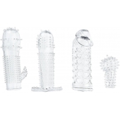 Набор из 4 насадок на член Pleasured Penis Enhancement Sleeve 4 Pack - XR Brands - в Стерлитамаке купить с доставкой
