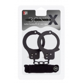 Чёрные наручники из листового металла в комплекте с веревкой BONDX METAL CUFFS LOVE ROPE SET - Dream Toys - купить с доставкой в Стерлитамаке
