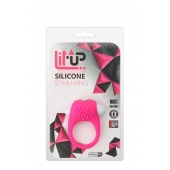 Розовое эрекционное кольцо с щеточкой LIT-UP SILICONE STIMU RING 5 - Dream Toys - в Стерлитамаке купить с доставкой