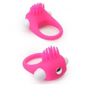 Розовое эрекционное кольцо с щеточкой LIT-UP SILICONE STIMU RING 5 - Dream Toys - в Стерлитамаке купить с доставкой