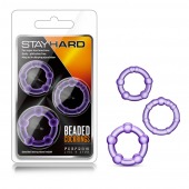Набор из 3 фиолетовых эрекционных колец Stay Hard Beaded Cockrings - Blush Novelties - в Стерлитамаке купить с доставкой