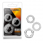 Набор из 3 прозрачных эрекционных колец Stay Hard Beaded Cockrings - Blush Novelties - в Стерлитамаке купить с доставкой