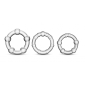 Набор из 3 прозрачных эрекционных колец Stay Hard Beaded Cockrings - Blush Novelties - в Стерлитамаке купить с доставкой