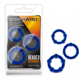 Набор из 3 синих эрекционных колец Stay Hard Beaded Cockrings - Blush Novelties - в Стерлитамаке купить с доставкой