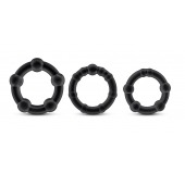 Набор из 3 чёрных эрекционных колец Stay Hard Beaded Cockrings - Blush Novelties - в Стерлитамаке купить с доставкой